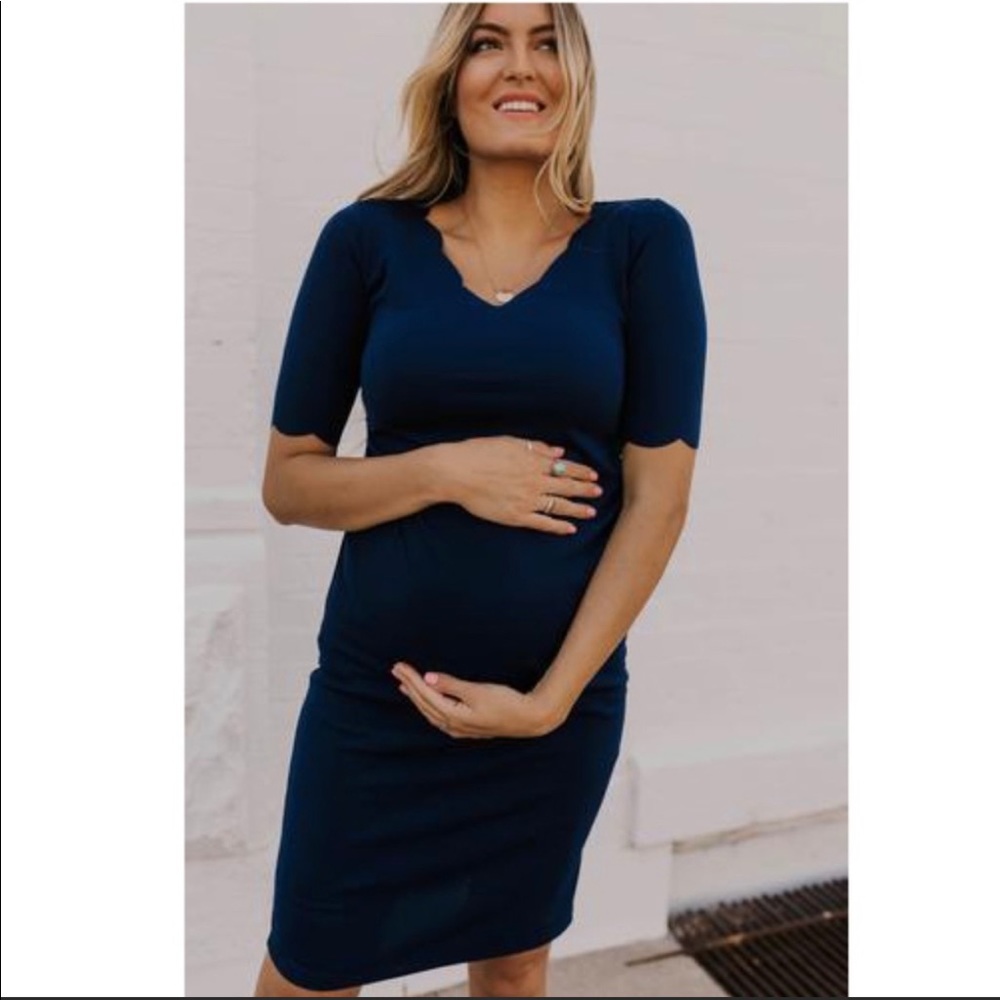 COPY - Stretchy Blue Scalloped Roolee Maternity Dress NWT
